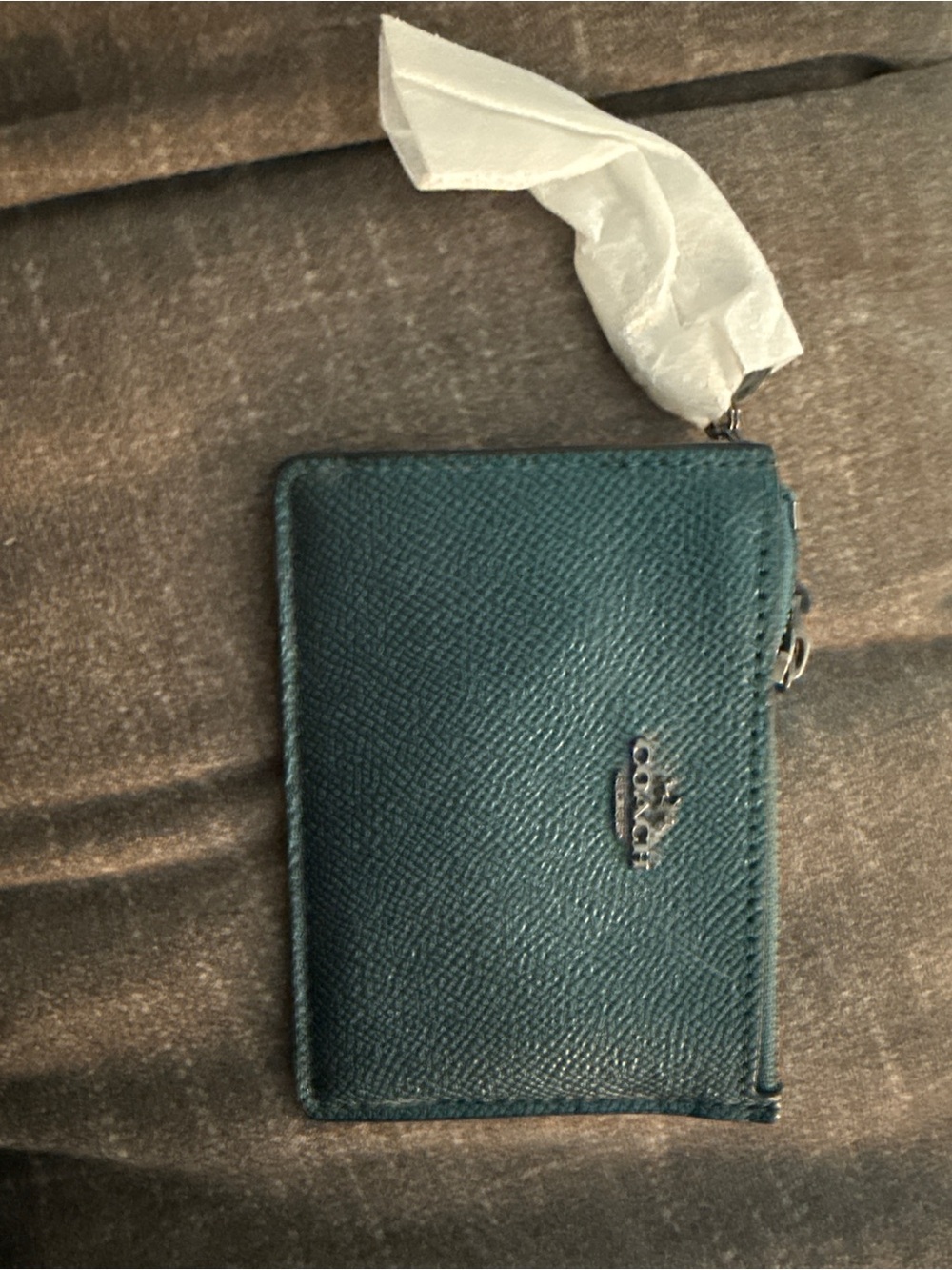 Coach Teal Leather Zip Card Case